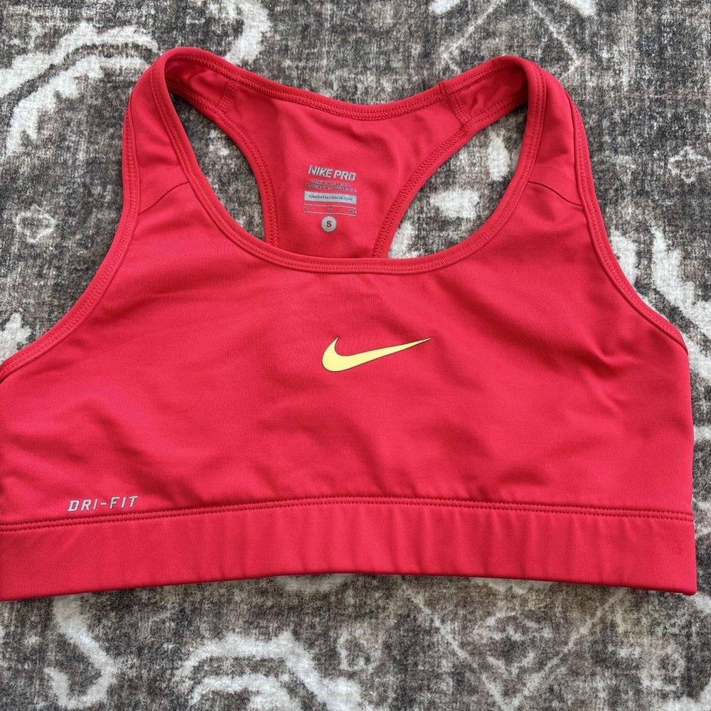 Nike Dri Fit Pro Bra Size Small Neon Salmon Pink Racer Back